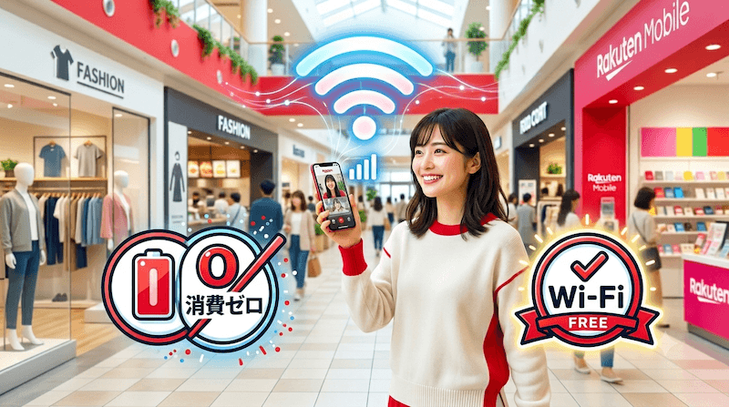 【楽天モバイルWiFiスポット】2026年6月開始！イオンモール・アトレでギガ消費ゼロのWi-Fiが使える